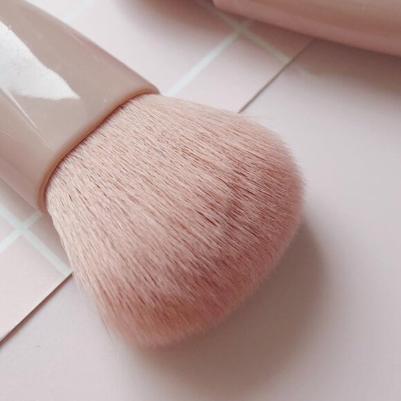 NEW -  5pcs Portable Makeup Brush Set With Mirror Hypoallergenic Pink Brushes - Picture 9 of 12